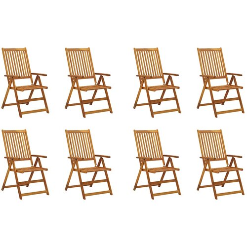  Sklopive stolice s jastucima 8 kom. Masivno bagremovo drvo Krema 120 x 50 x 3 cm Slike