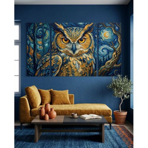 WALLXPERT Huhu2107 - 170 x 40 Multicolor Decorative Canvas Painting (3 Pieces) Cene