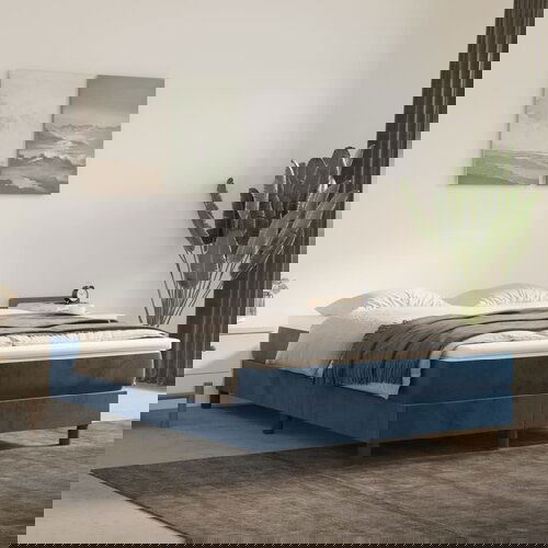 The Living Store Posteljni okvir temno moder 140x190 cm žamet - Box Spring Posteljni Okvir, (21488202) Slike