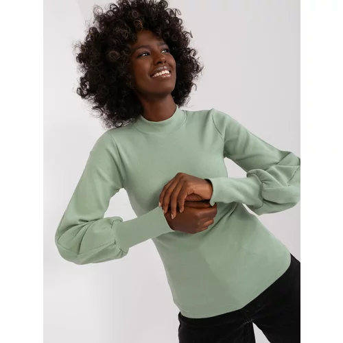 Fashion Hunters Basic pistachio ribbed blouse from RUE PARIS