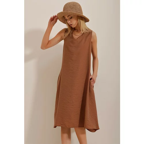 Trend Alaçatı Stili Dress - Brown - A-line