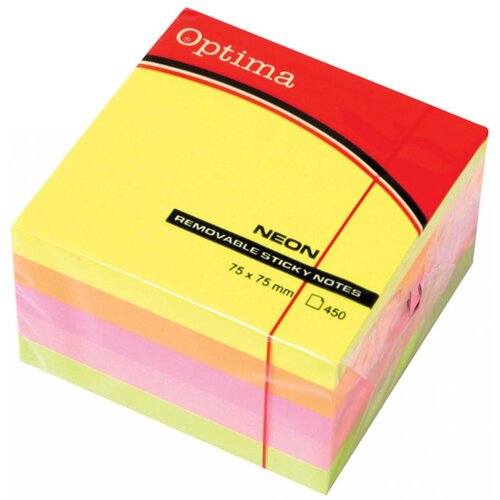 Optima Blok samolepilnih lističev, 75 x 75, 450 listov, neon barve Cene