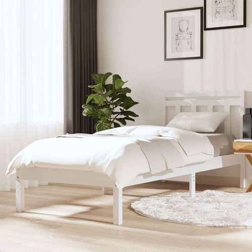  Posteljni okvir bel iz trdnega lesa 90x190 cm 3FT, (20905991) Slike