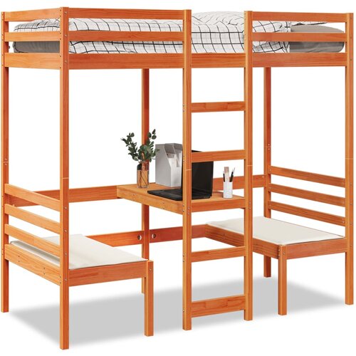 vidaXL Okvir kreveta na kat sa stolom i stolicama 90 x 200 cm borovina Cijene