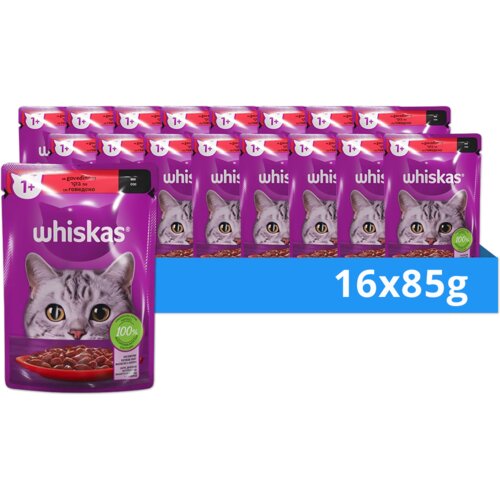 Whiskas vlažna hrana za mačke, sa govedinom, 16x85g Slike