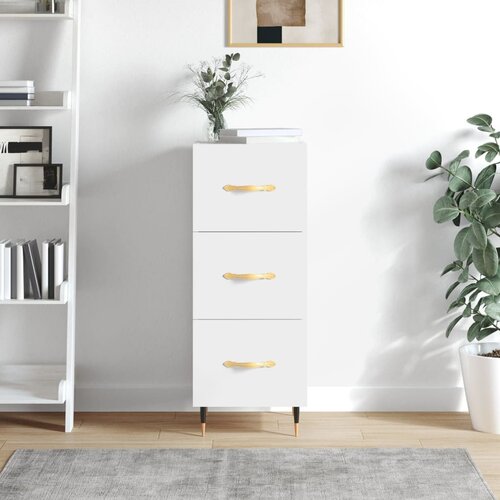 VidaXL Komoda sjajna bijela 34 5 x 34 x 90 cm od konstruiranog drva Slike
