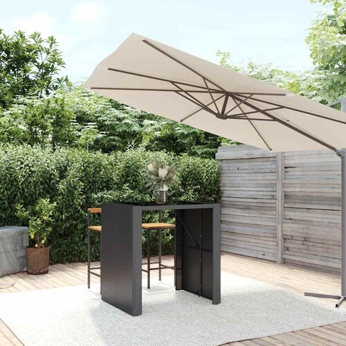  Barski stol sa staklenom pločom crni 105x80x110 cm poliratan Slike