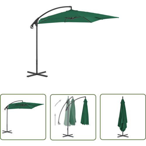  The Living Store Previsni senčnik z jeklenim drogom 250x250 cm zelen - Previsni Senčnik, (21743628) Cene