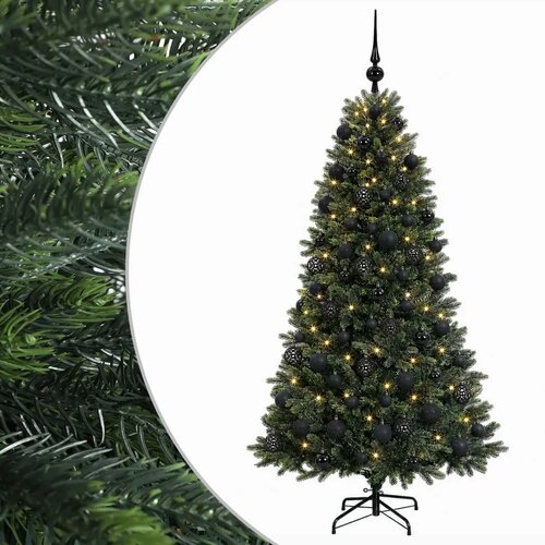  Umjetno božićno drvce s kuglicama 240 cm 300 LED lampica - 240 cm s LED-ima i crnim lopticama Slike