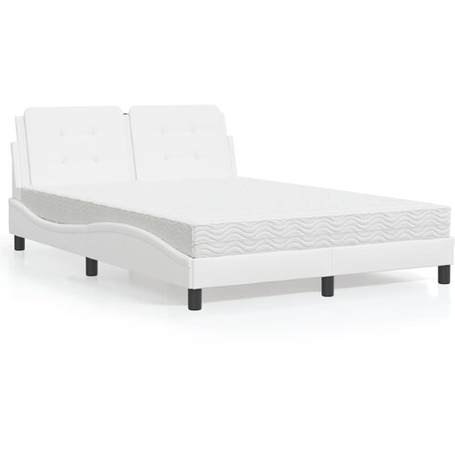  The Living Store Postelja z vzmetnico bela 140x190 cm umetno usnje - Postelja, (21439914) Slike