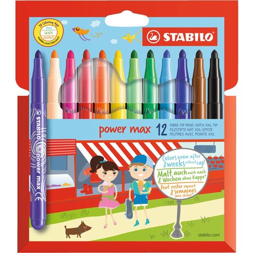Stabilo pisalo z vlakneno konico power max, okroglo, kartonska škatla 12, (21656367) Cene