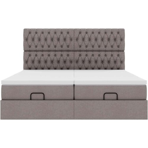 VidaXL otomanski okvir kreveta s madracima smeđesivi 200x200cm tkanine Slike
