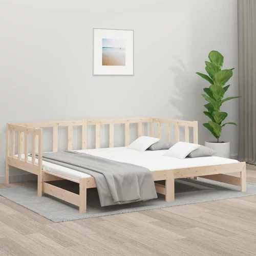  Izvlečna dnevna postelja 2x(90x190) cm trdna borovina, (21073719)