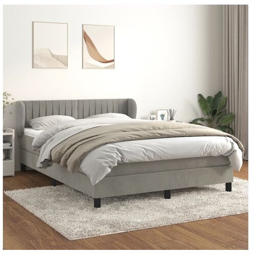  Box spring postelja z vzmetnico svetlo siv 140x190 cm žamet Cene
