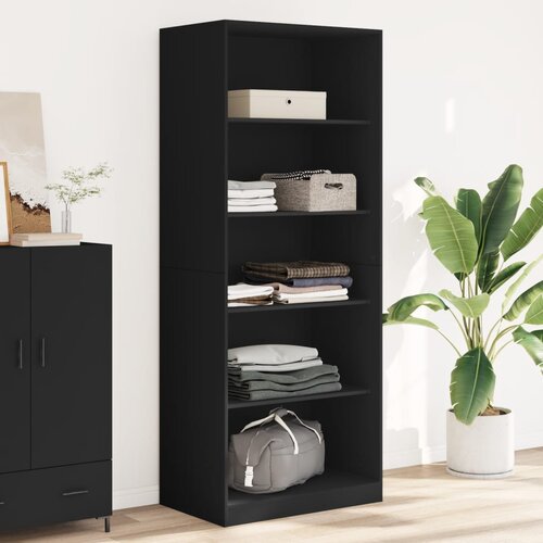 vidaXL Garderobna omara črna 80x50x200 cm inženirski les Cene
