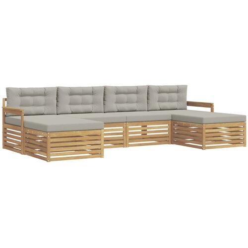  Set vanjskih sofa 6 kom. Bijela i svjetlosiva 329 x 162,5 x 73 cm Slike