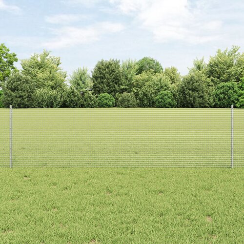 VidaXL zavarena žičana ograda s 11 U stupova Srebrna 0.6x25 m Čelik Slike