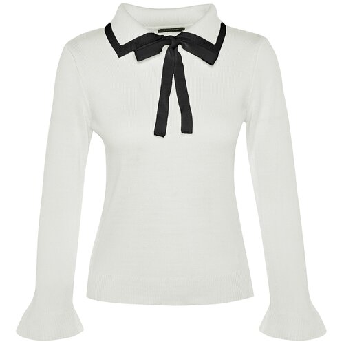Trendyol Ecru Color Block Ribbon/Bow Detailed Knitwear Sweater Cijene
