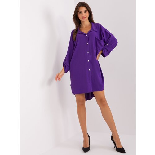 Fashion Hunters Dark purple Elaria shirt dress with chain Slike