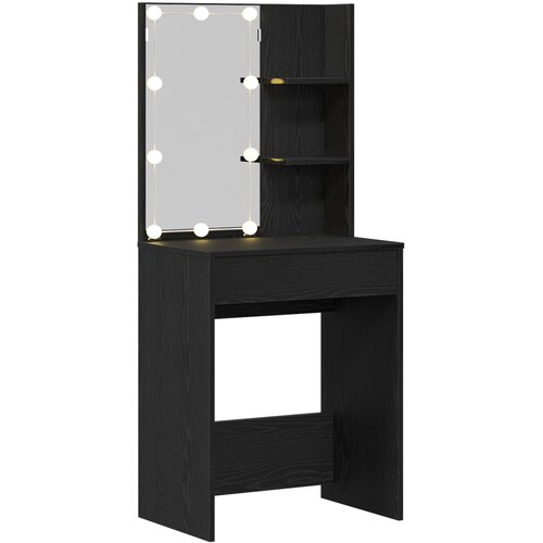 vidaXL LED make-up mizica v črnem hrastu, 60x40x140 cm, narejena iz inženirskega lesa, (22009710) Cene