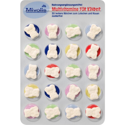 Mivolis multivitamini za decu - komprimovane tablete za sisanje i žvakanje, sa zaslađivačem Slike