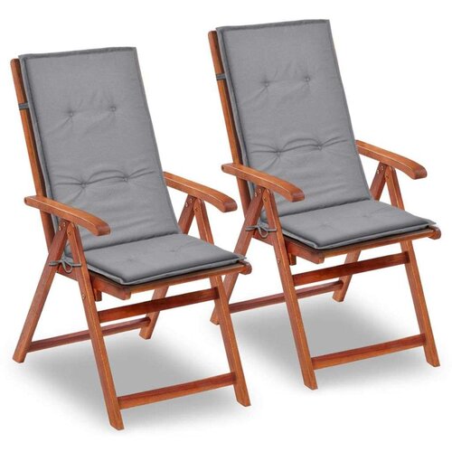  Jastuci za vrtne stolice 2 kom sivi 120 x 50 x 3 cm od tkanine Slike