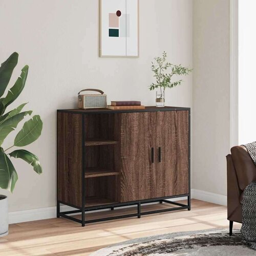 VidaXL Komoda smeđi hrast 92x35x76 cm izrađeno drvo Slike
