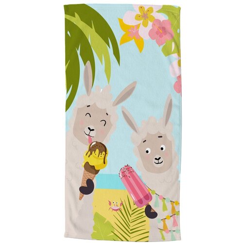 Good Morning Otroška žametna brisača za na plažo 75x150 cm Happy lamas – Cene