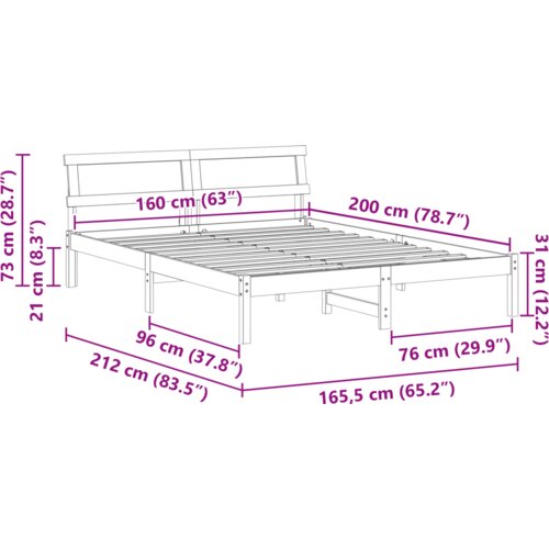 VidaXL Krevetna konstrukcija Bijelo 160 x 200 cm Borova drva Slike