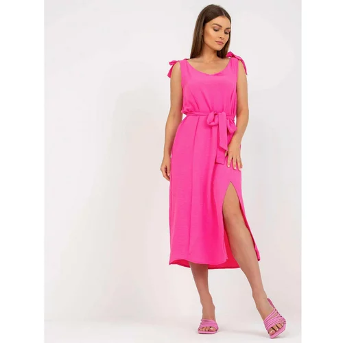 Fashion Hunters A pink midi dress with a slit RUE PARIS