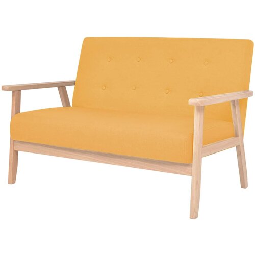 Maison Chic Komplet kavč - Sofa - Kanapeev 2 kosa iz blaga rumene barve, (21727071) Slike