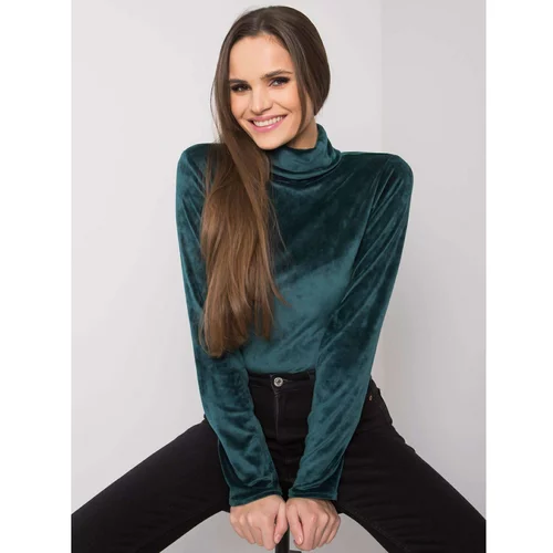 Fashion Hunters Green velor blouse with Millau turtleneck