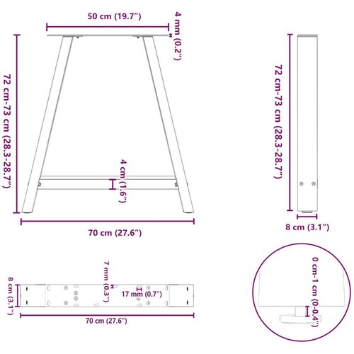  Noge za stolić u obliku slova A 2 kom bijele 70x(72-73) cm Slike