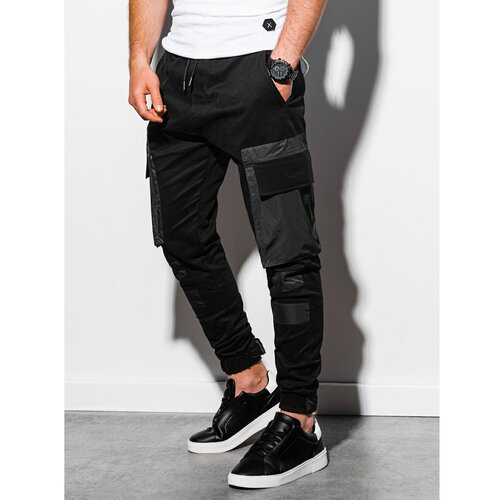 Ombre Muške pantalone P998 crne bijela | siva Slike
