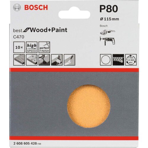 Bosch 10-delni set brusnih listova C470 115 mm, 80 pakovanje od 10 komada - 2608605428 Cene