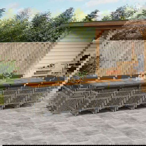 VidaXL 17-dijelni vrtni blagovaonski set s jastucima poliratan sivi Slike