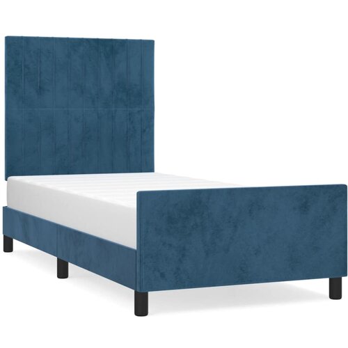Maison Chic Posteljni okvir - Enojna postelja - Postelja za odrasle brez vzmetnice temno moder 90x200 cm žamet-J7718, (21769974) Cene