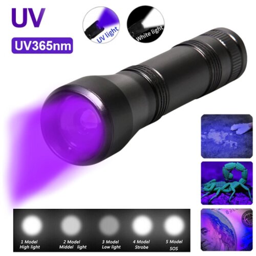 JWD baterijska lampa multifunctional sa ultraljubicastim svetlom crna Cene