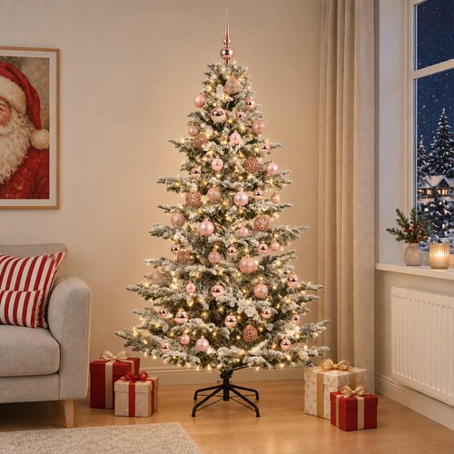  Umjetno božićno drvce s kuglicom 210 cm 300 LED lampica Slike