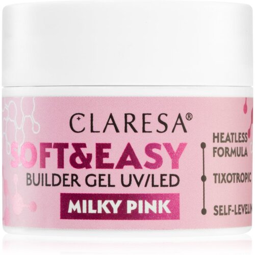 Claresa Soft&amp;amp;Easy Builder Gel osnovni gel za nohte odtenek Milky Pink 12 g Slike