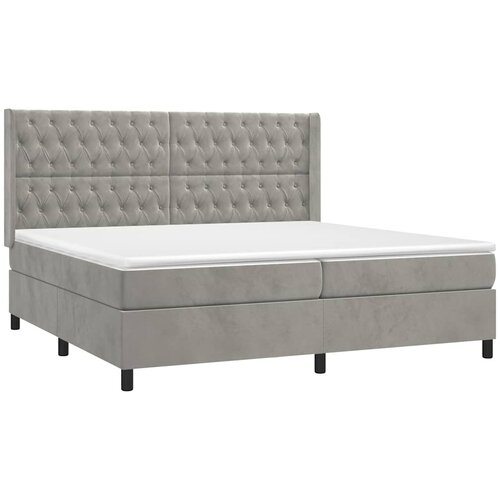  Krevet s oprugama i madracem svjetlosivi 200x200 cm bar&amp;scaron;unasti Slike