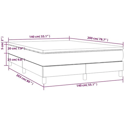  Krevet s oprugama i madracem krem 140x200 cm od tkanine Slike