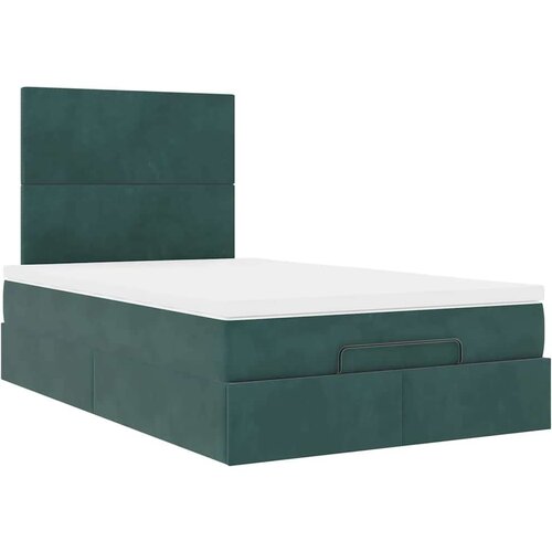 VidaXL okvir za krevet s madracima tamnozeleni 120x190 cm bar&amp;scaron;unasti Slike