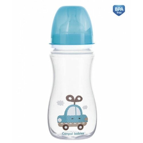 Canpol baby flašica široki vrat, antikolik - easy start- 300 ml - toys car plava Slike