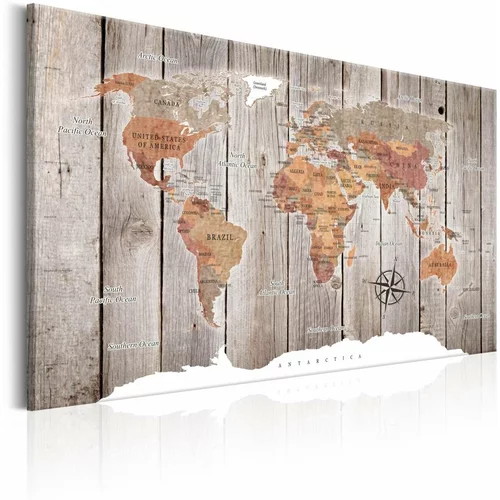  Slika - World Map: Wooden Stories 120x80