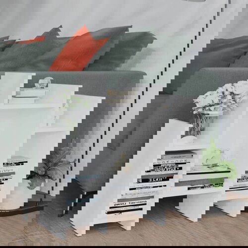 VidaXL Stranska omarica bela 60x26x60 cm iverna plo&amp;scaron;ča Slike