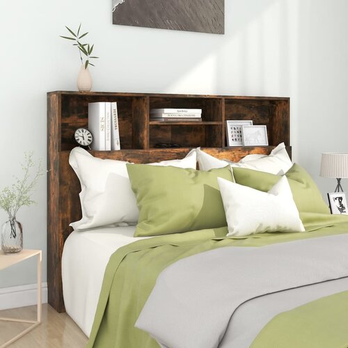 VidaXL vzglavna omarica dimljeni hrast 140x19x103,5 cm Slike