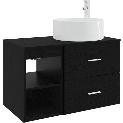  Set namje&amp;scaron;taja za kupaonicu 2 kom. Crni hrast Konstruirano drvo Crna 49,5 x 44,5 x 80 cm Slike