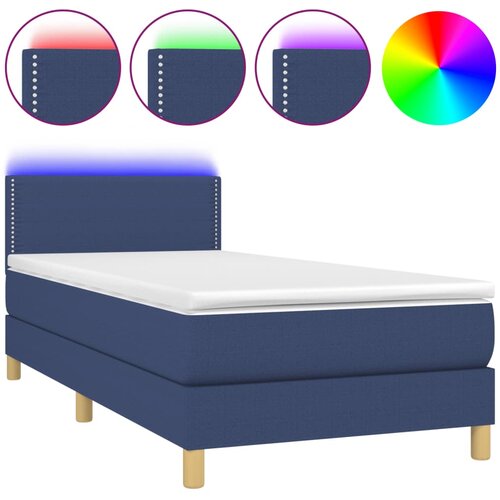 Maison Chic Box spring postelja - Vzmetna postelja z vzmetnico LED modra 100x200 cm blago SL16221, (21895999) Cene