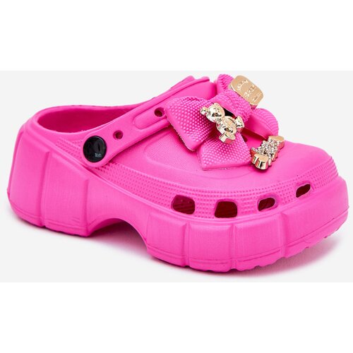 Boto Girls Kids Foam Slippers With Bow And Decorations Fuchsia Selvana Cene